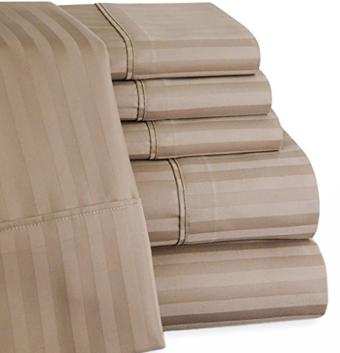 Egyptian Cotton Striped 6pc Bed Sheet Set