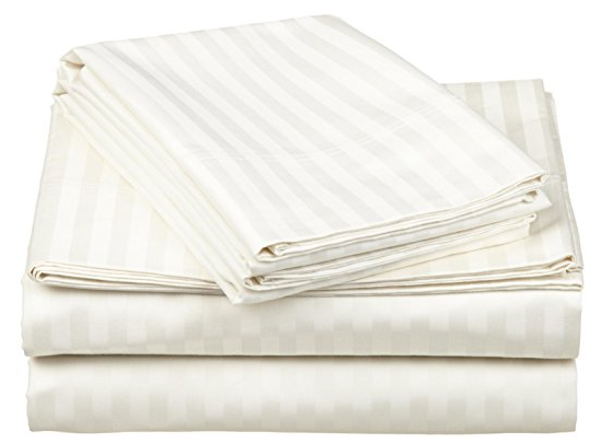 Ivory Striped 4 PCs Sheet Set Size By Rajlinen