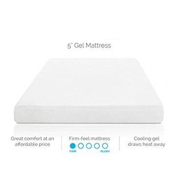 LUCID 5 Inch Gel Memory Foam Mattress - Dual-Layered - Firm Feel