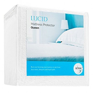 LUCID Premium Hypoallergenic 100% Waterproof Mattress Protector - 15 Year Warranty - Vinyl Free