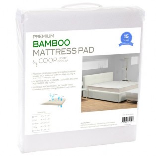 Ultra Luxe Bamboo Mattress Pad Protector Cover by Coop Home Goods - Waterproof Hypoallergenic Cooling Topper