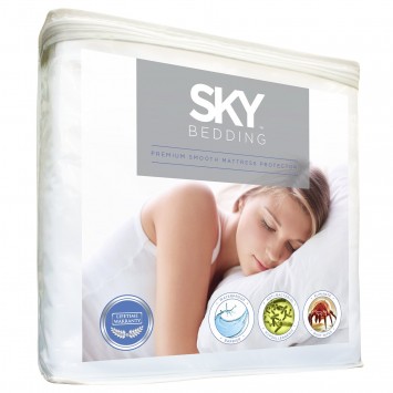 Sky Bedding Mattress Protector - Premium Smooth Mattress Cover - 100% Waterproof, Hypoallergenic, & Breathable