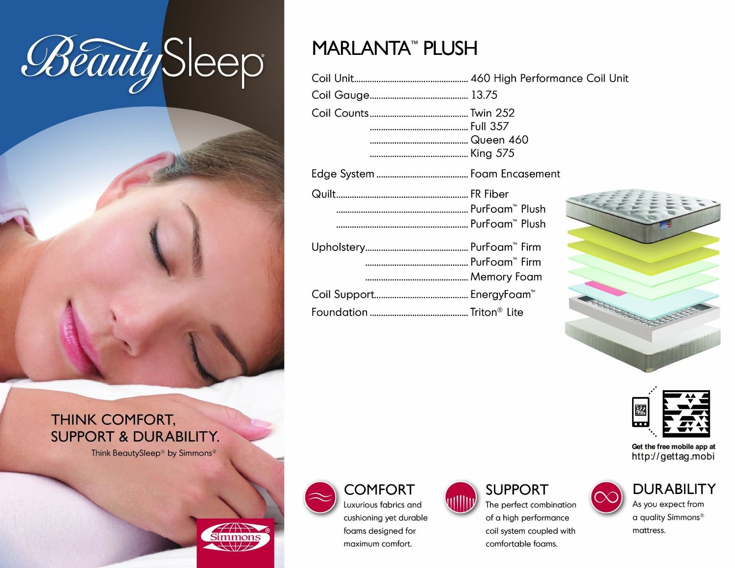 Simmons BeautySleep Marlanta Plush Mattress Only