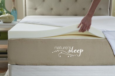 Natures Sleep Cool IQ 2.5 Inch Thick, 3.5 Pound Density Visco Elastic Memory Foam Mattress Topper with Microfiber Fitted Cover and 18 Inch Skirt